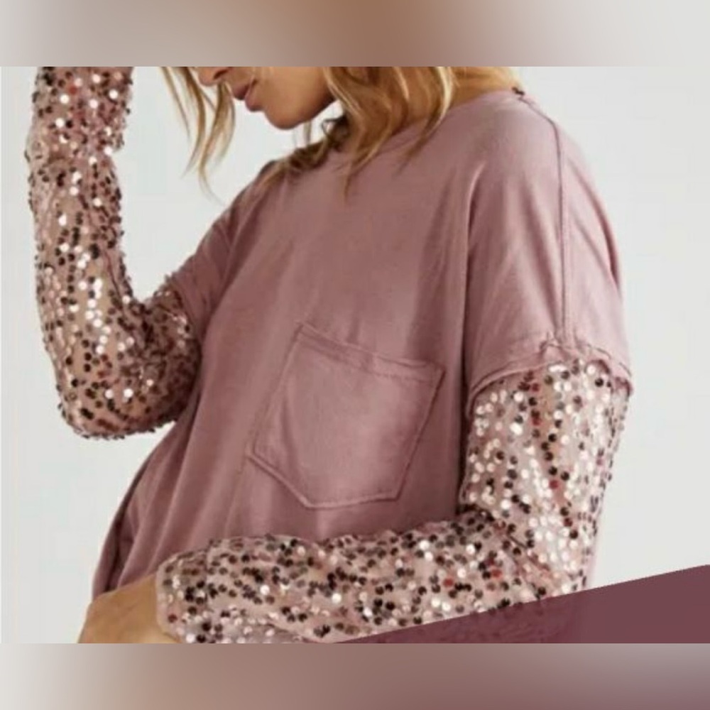 NEW Free People Celine Tee Lavender Shadows XS